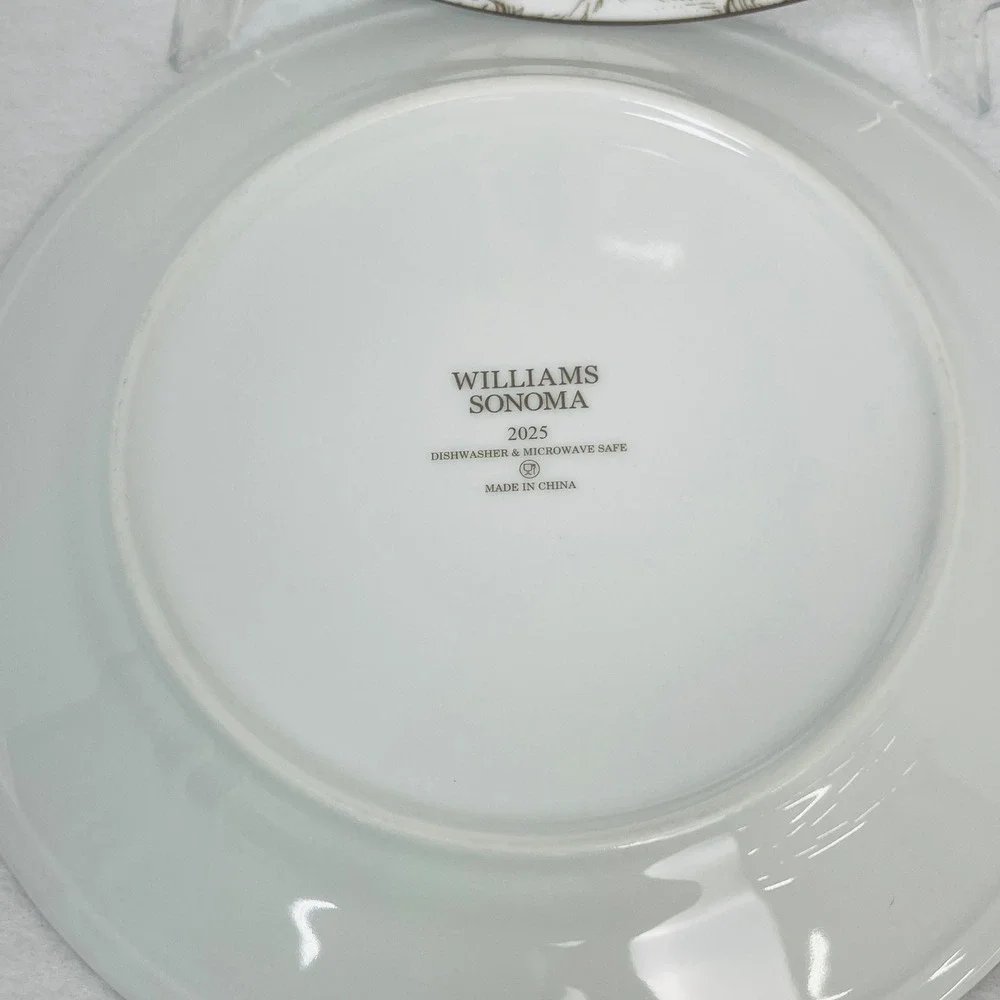 Williams Sonoma 2025 Pumpkin Salad Plates Set of 2 Harvest Gourd Toile 9 Inch
